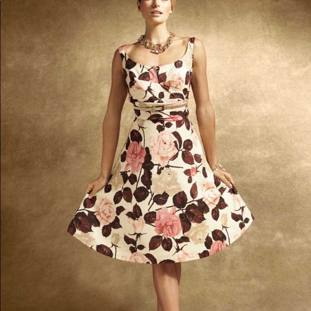 Talbots Floral Rose Print A-Line Dress 6P